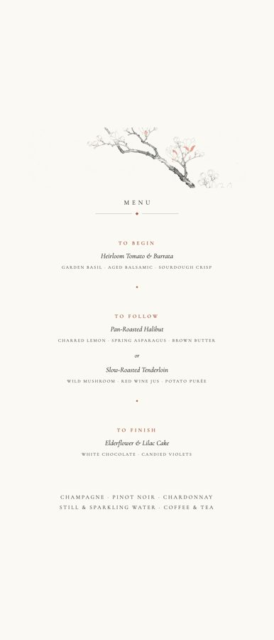 Menu, 3.5 by 8.5 inches